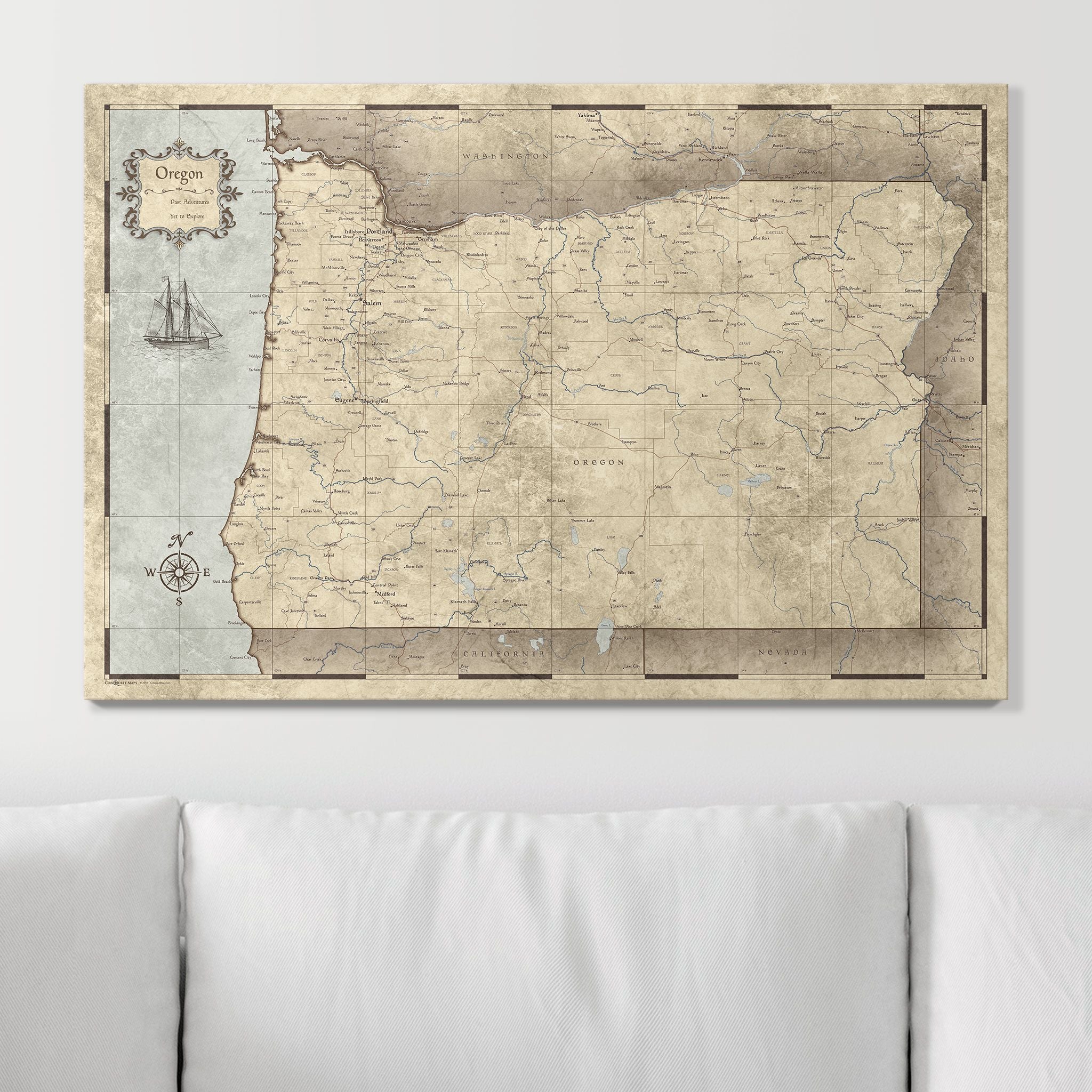 Push Pin Oregon Map (Pin Board) - Rustic Vintage CM Pin Board