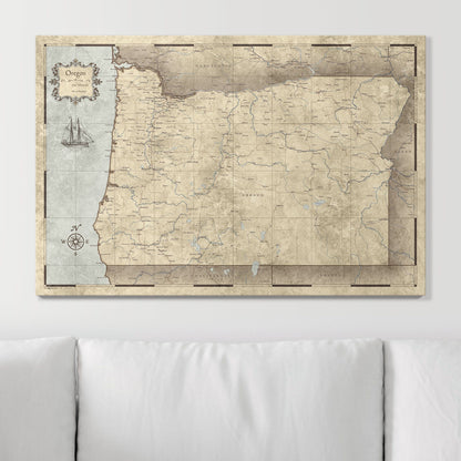Push Pin Oregon Map (Pin Board) - Rustic Vintage CM Pin Board