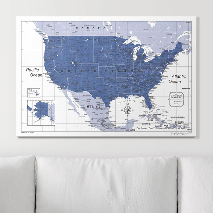 Push Pin USA Map (Pin Board) - Navy Color Splash CM Pin Board
