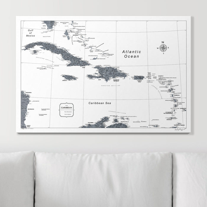 Push Pin Caribbean Map (Pin Board) - Dark Gray Color Splash CM Pin Board