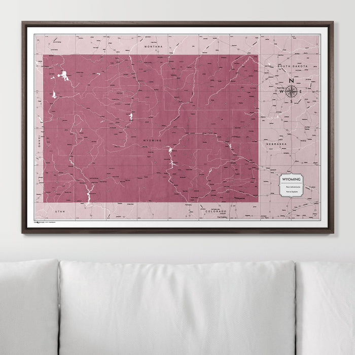 Push Pin Wyoming Map (Pin Board) - Burgundy Color Splash CM Pin Board