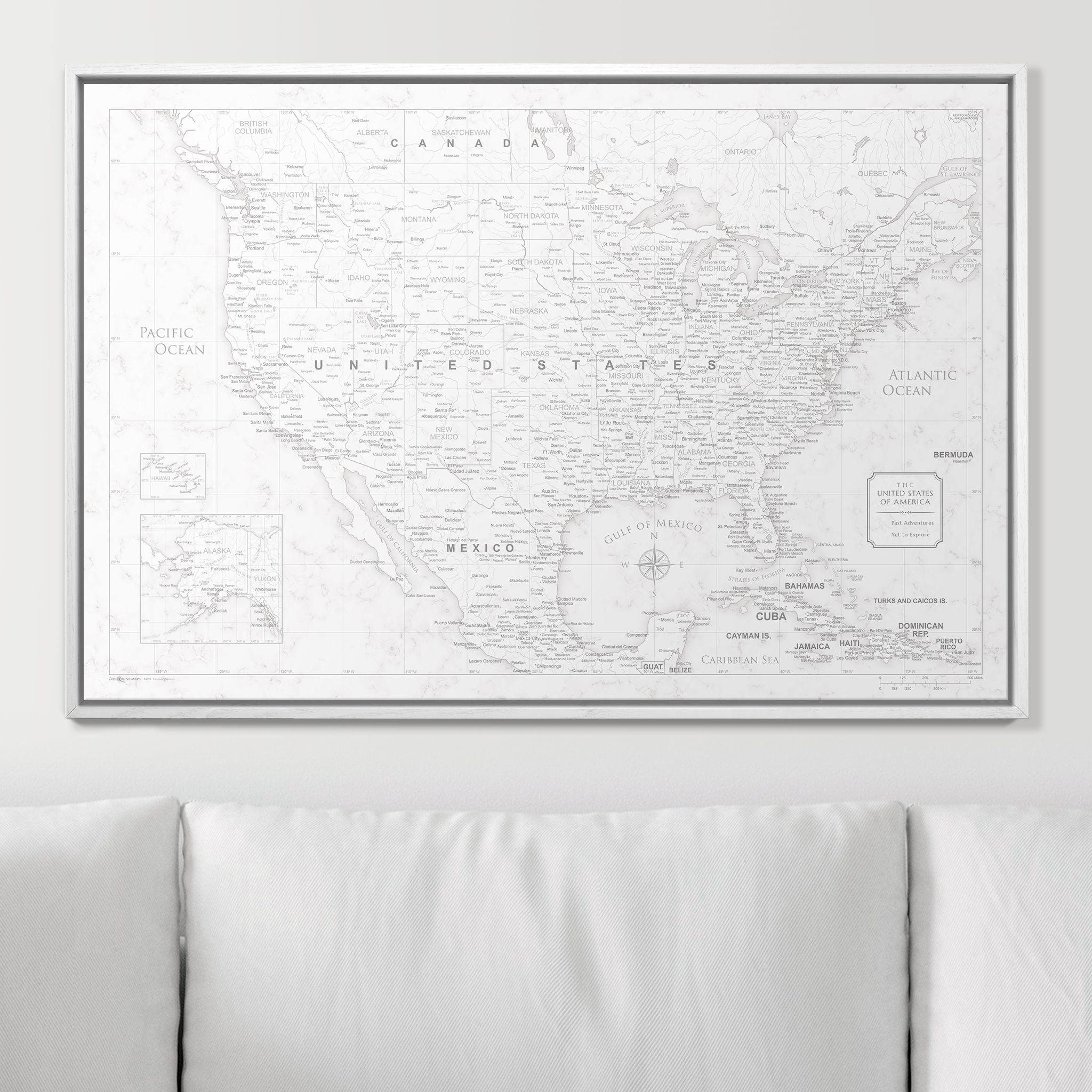Push Pin USA Map (Pin Board) - Classic Marble CM Pin Board
