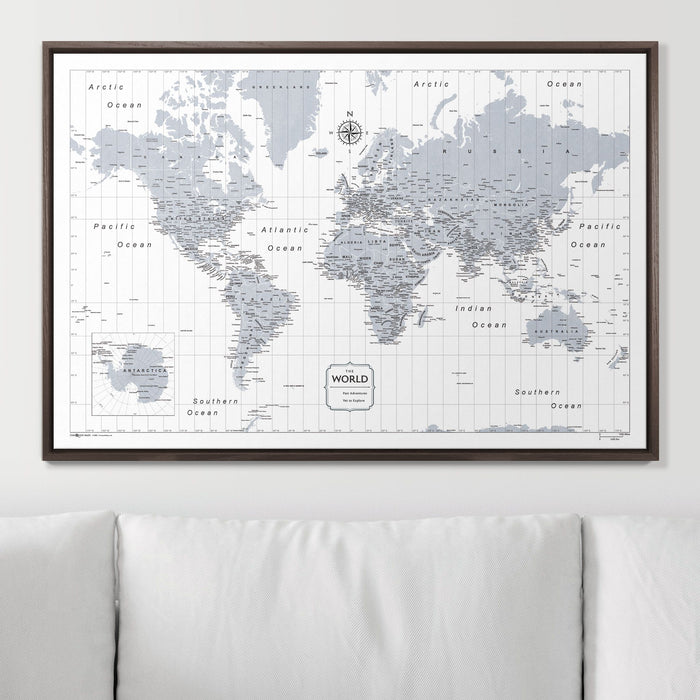 Push Pin World Map (Pin Board) - Light Gray Color Splash