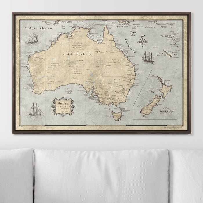 Push Pin Australia Map (Pin Board) - Rustic Vintage CM Pin Board