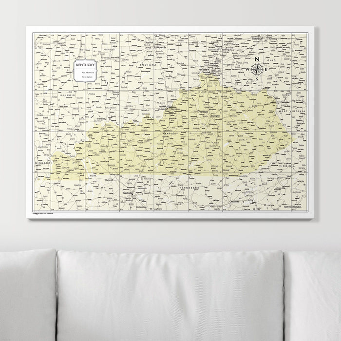 Push Pin Kentucky Map (Pin Board) - Yellow Color Splash