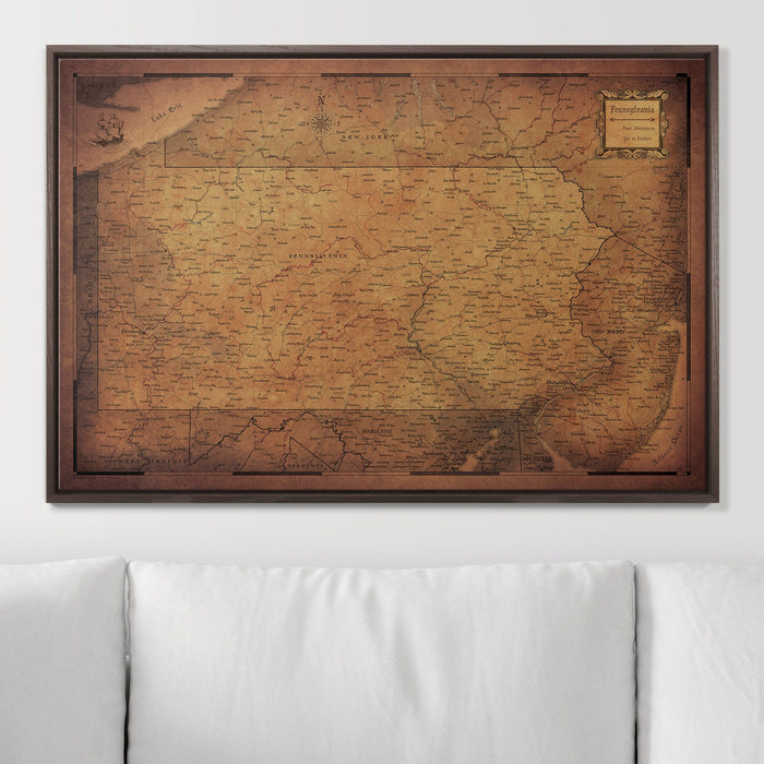 Push Pin Pennsylvania Map (Pin Board) - Golden Aged