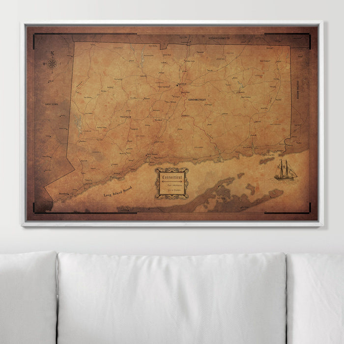 Push Pin Connecticut Map (Pin Board) - Golden Aged