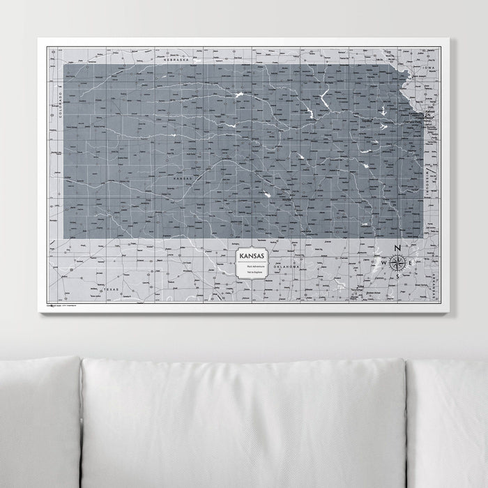Push Pin Kansas Map (Pin Board) - Dark Gray Color Splash CM Pin Board