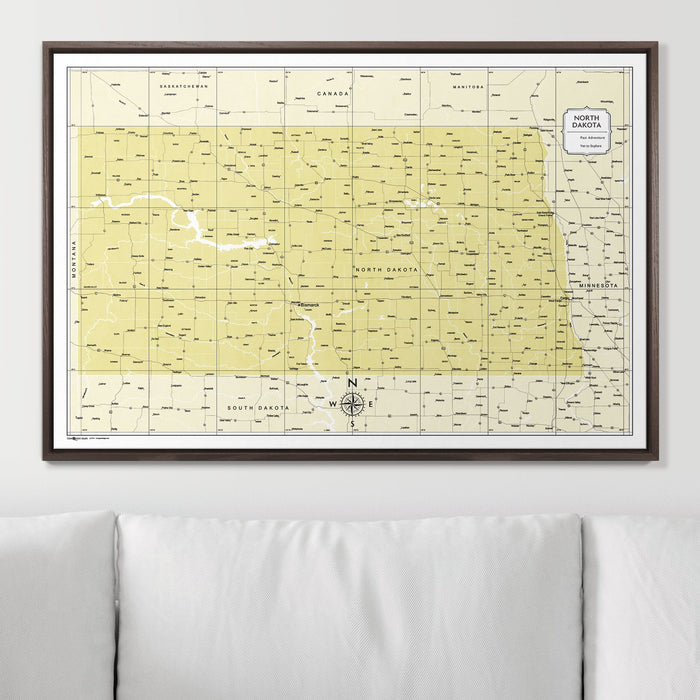 Push Pin North Dakota Map (Pin Board) - Yellow Color Splash