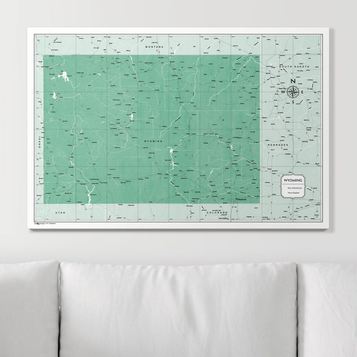 Push Pin Wyoming Map (Pin Board) - Green Color Splash CM Pin Board