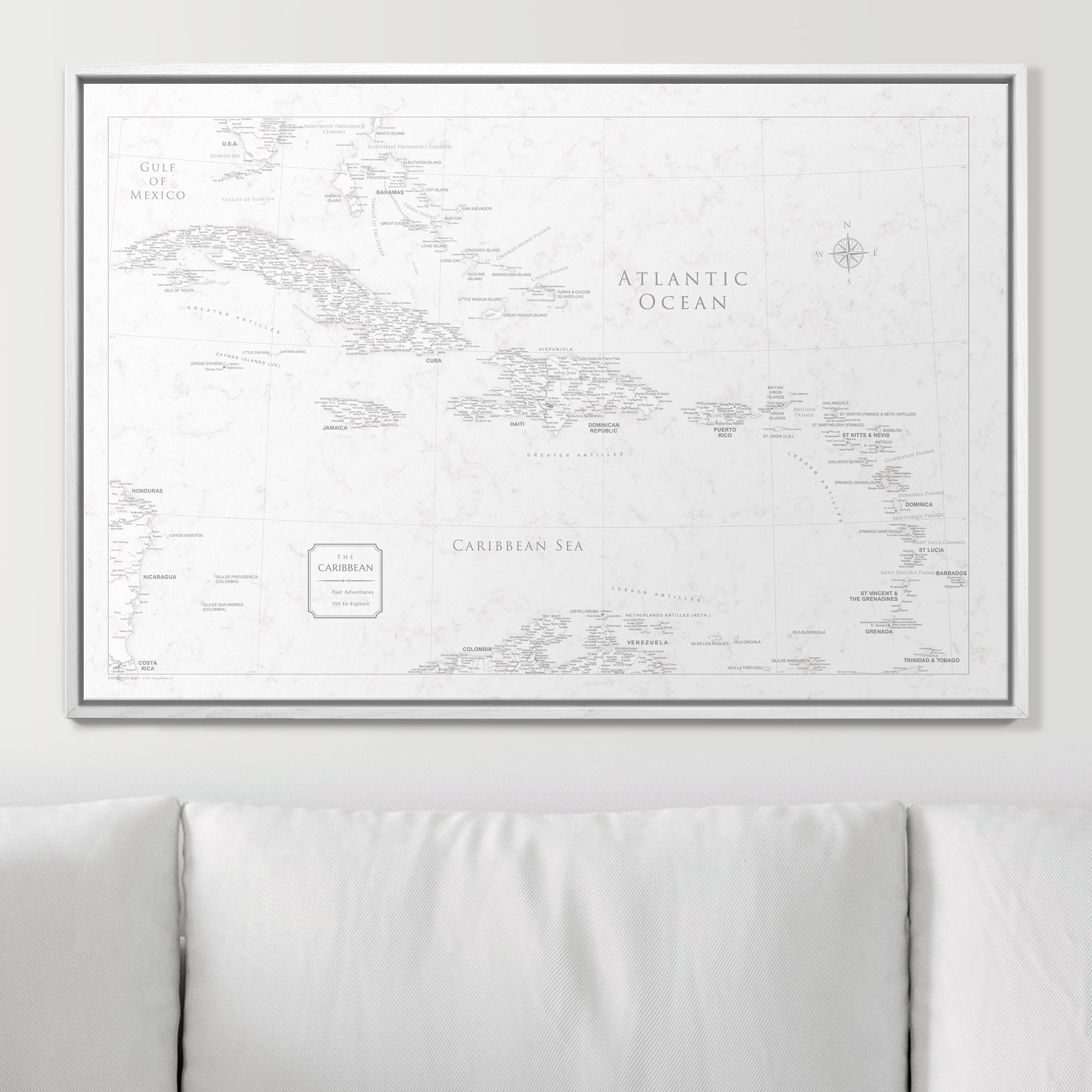 Push Pin Caribbean Map (Pin Board) - Classic Marble CM Pin Board