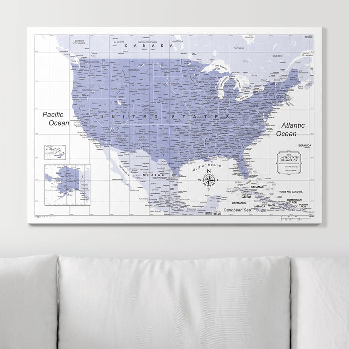 Push Pin USA Map (Pin Board) - Purple Color Splash