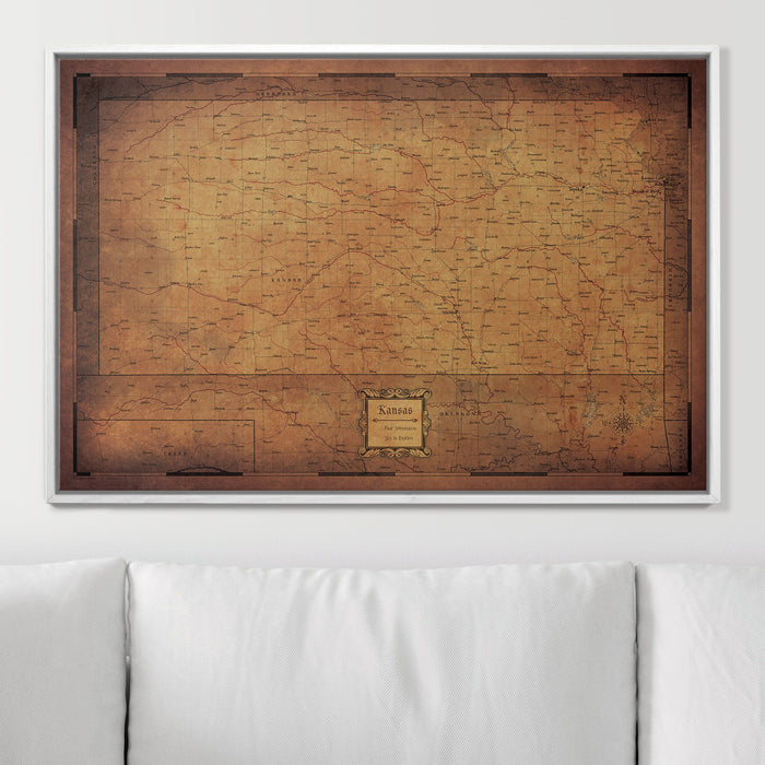 Push Pin Kansas Map (Pin Board) - Golden Aged CM Pin Board
