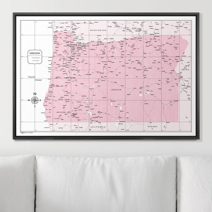 Push Pin Oregon Map (Pin Board) - Pink Color Splash