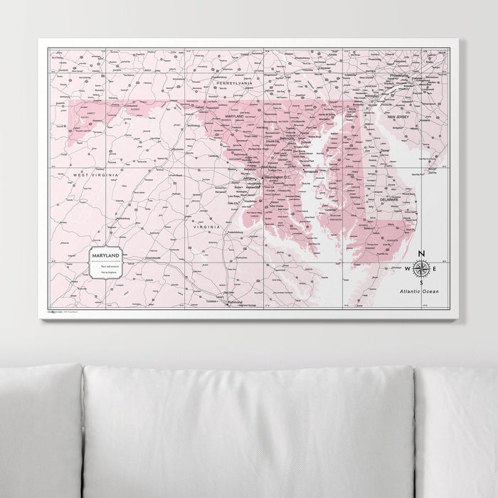 Push Pin Maryland Map (Pin Board) - Pink Color Splash