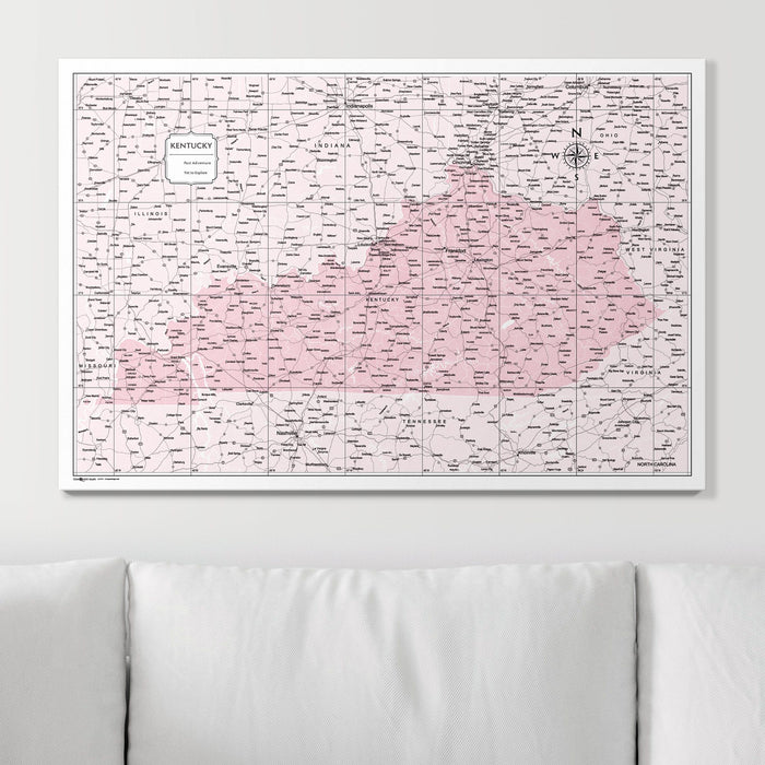 Push Pin Kentucky Map (Pin Board) - Pink Color Splash