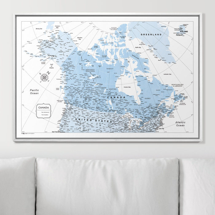 Light Blue Canada Push Pin Travel Map With Pins