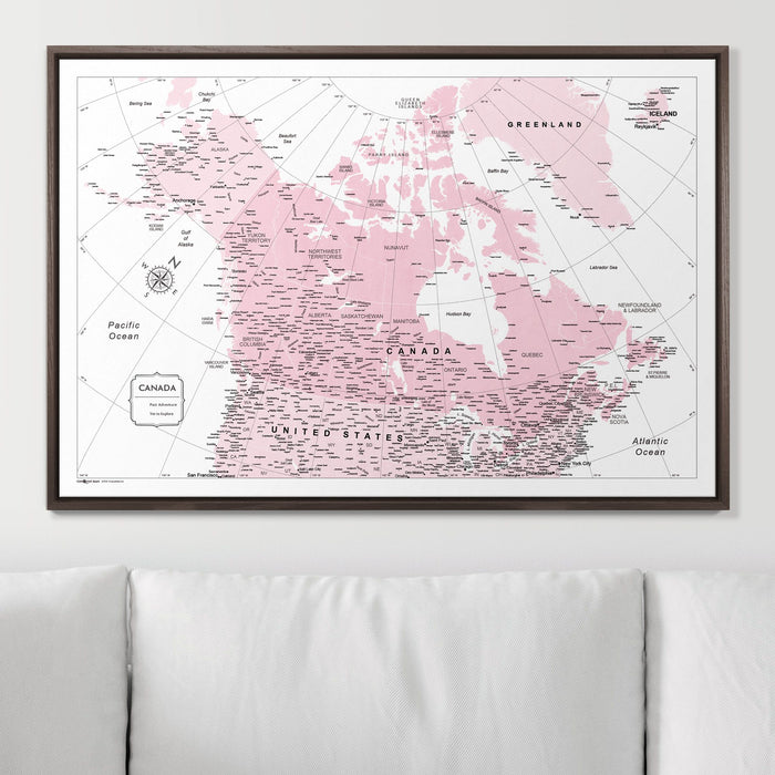 Push Pin Canada Map (Pin Board) - Pink Color Splash