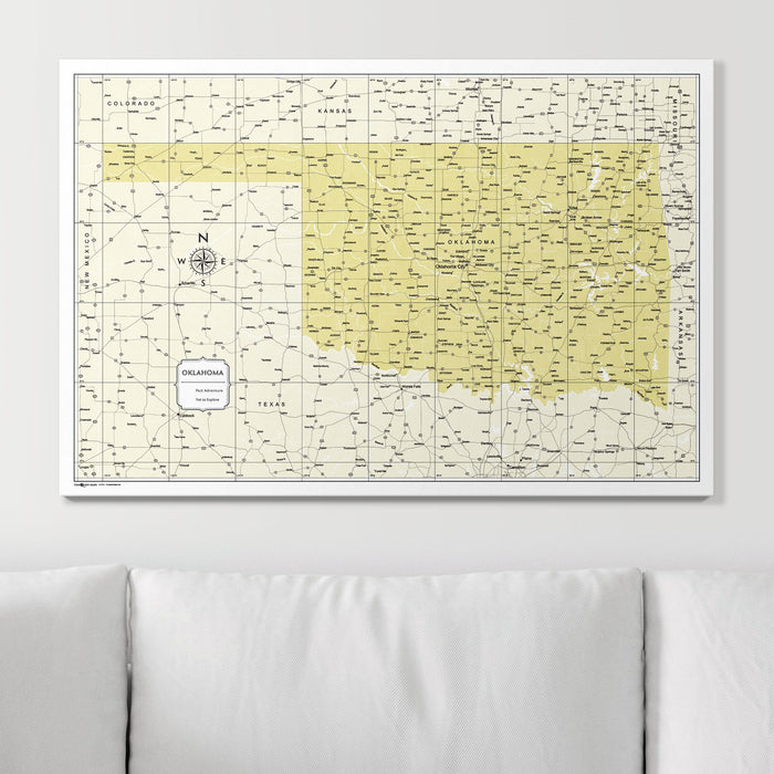 Push Pin Oklahoma Map (Pin Board) - Yellow Color Splash CM Pin Board