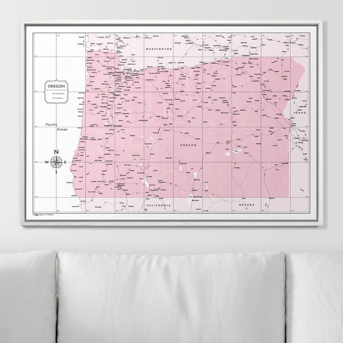 Push Pin Oregon Map (Pin Board) - Pink Color Splash