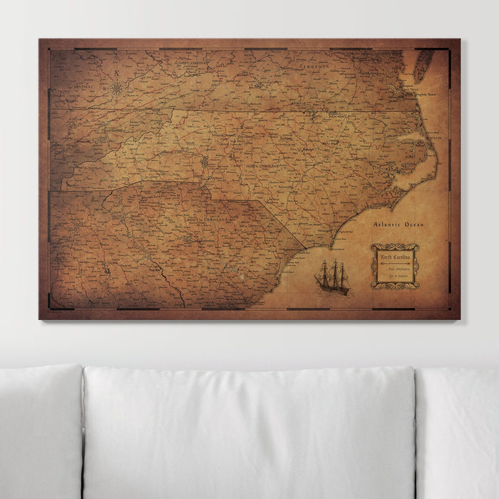 Push Pin North Carolina Map (Pin Board) - Golden Aged CM Pin Board