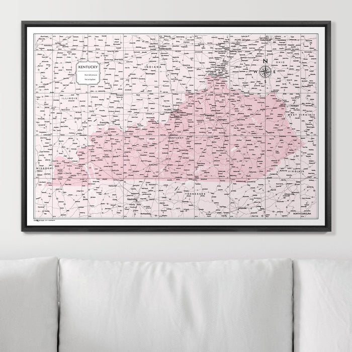 Push Pin Kentucky Map (Pin Board) - Pink Color Splash