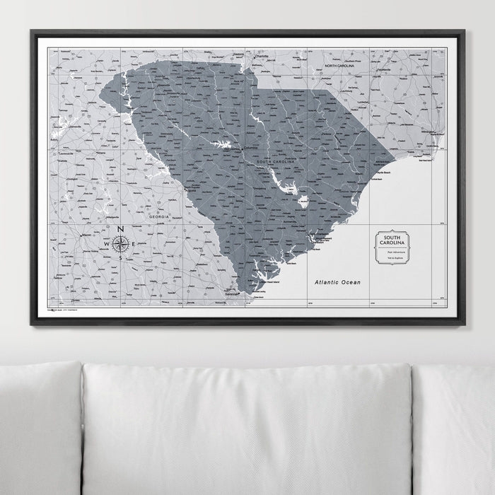 Push Pin South Carolina Map (Pin Board) - Dark Gray Color Splash CM Pin Board