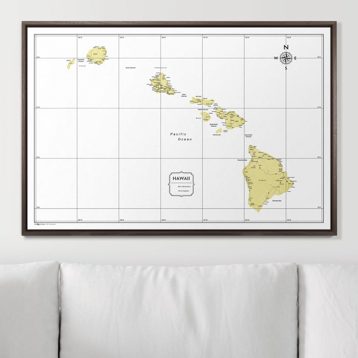 Push Pin Hawaii Map (Pin Board) - Yellow Color Splash