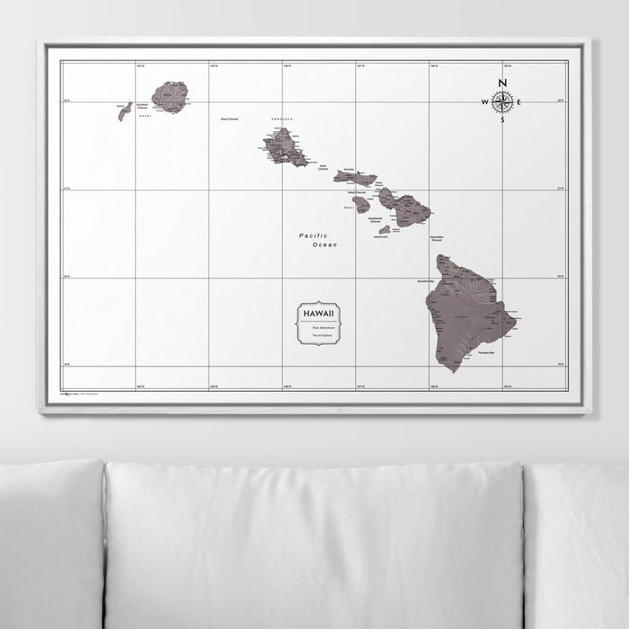 Push Pin Hawaii Map (Pin Board) - Dark Brown Color Splash