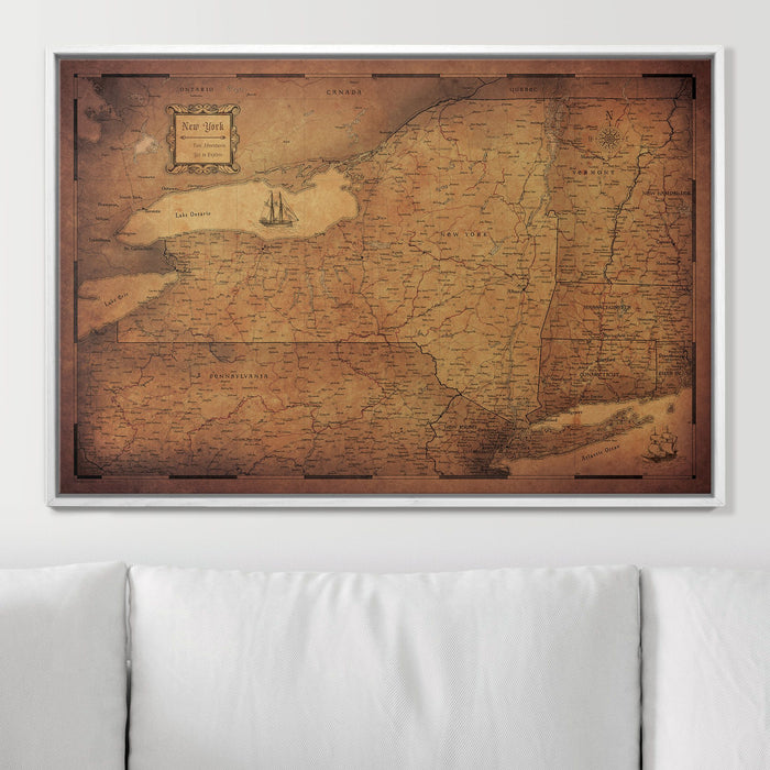 Push Pin New York Map (Pin Board) - Golden Aged CM Pin Board