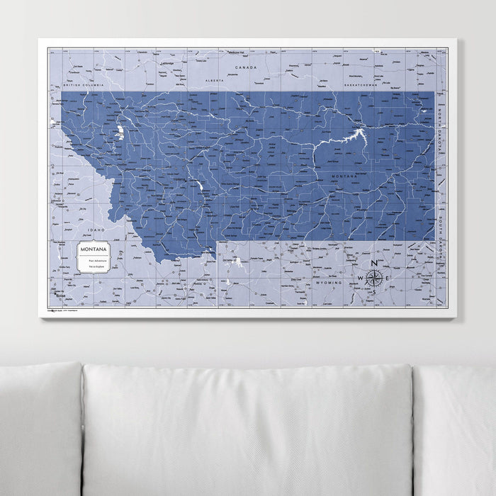 Push Pin Montana Map (Pin Board) - Navy Color Splash
