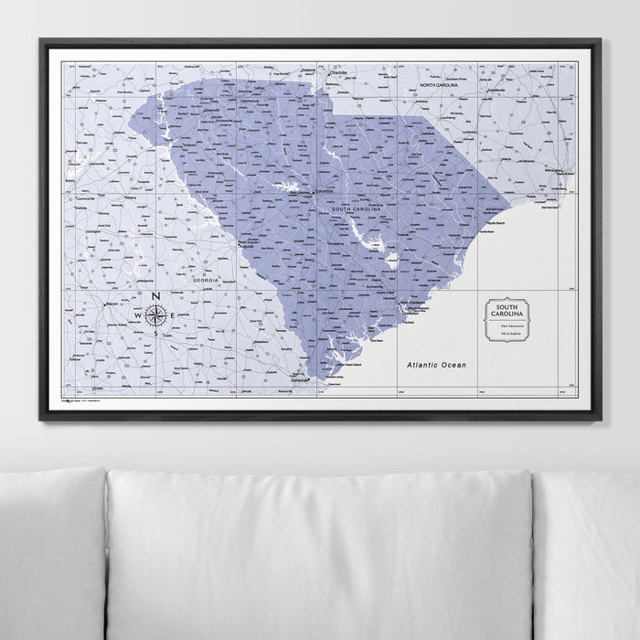 Push Pin South Carolina Map (Pin Board) - Purple Color Splash