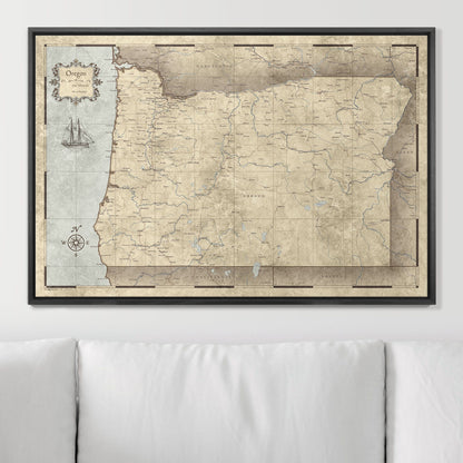 Push Pin Oregon Map (Pin Board) - Rustic Vintage CM Pin Board