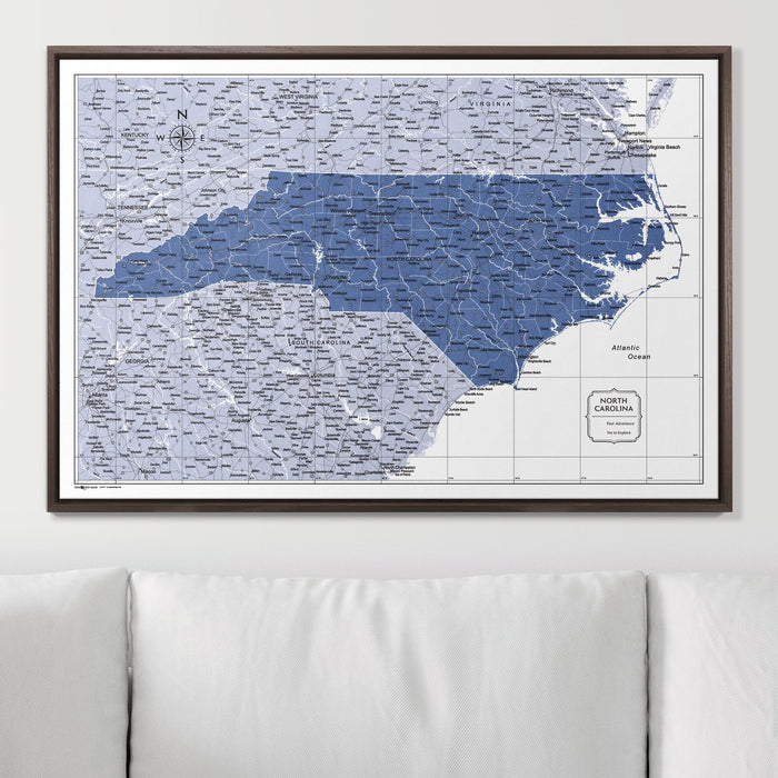 Push Pin North Carolina Map (Pin Board) - Navy Color Splash