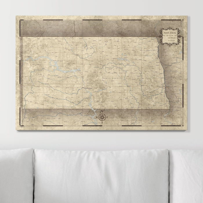 Push Pin North Dakota Map (Pin Board) - Rustic Vintage CM Pin Board
