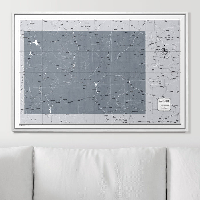 Push Pin Wyoming Map (Pin Board) - Dark Gray Color Splash