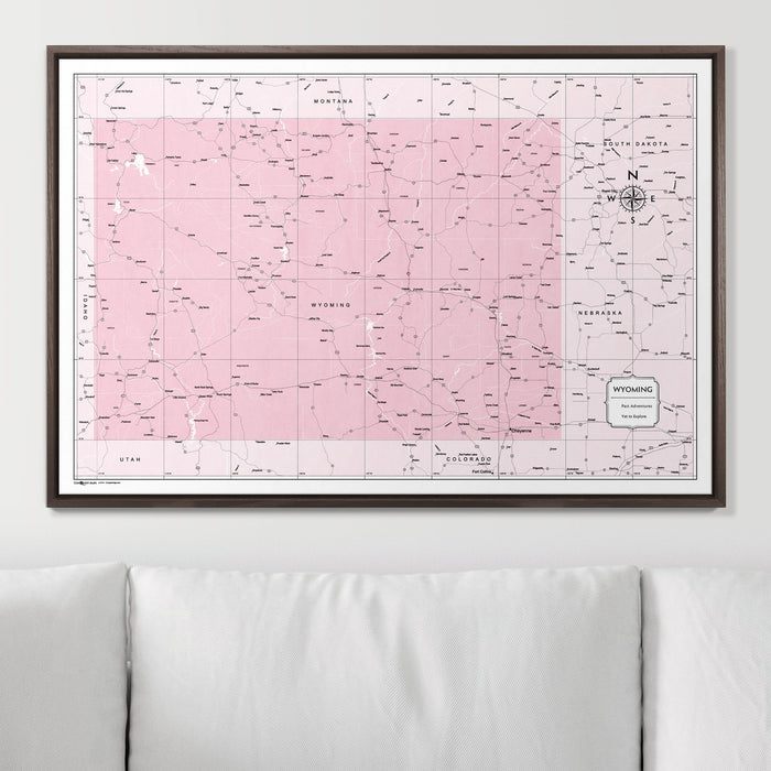 Push Pin Wyoming Map (Pin Board) - Pink Color Splash