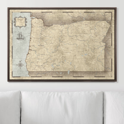 Push Pin Oregon Map (Pin Board) - Rustic Vintage CM Pin Board