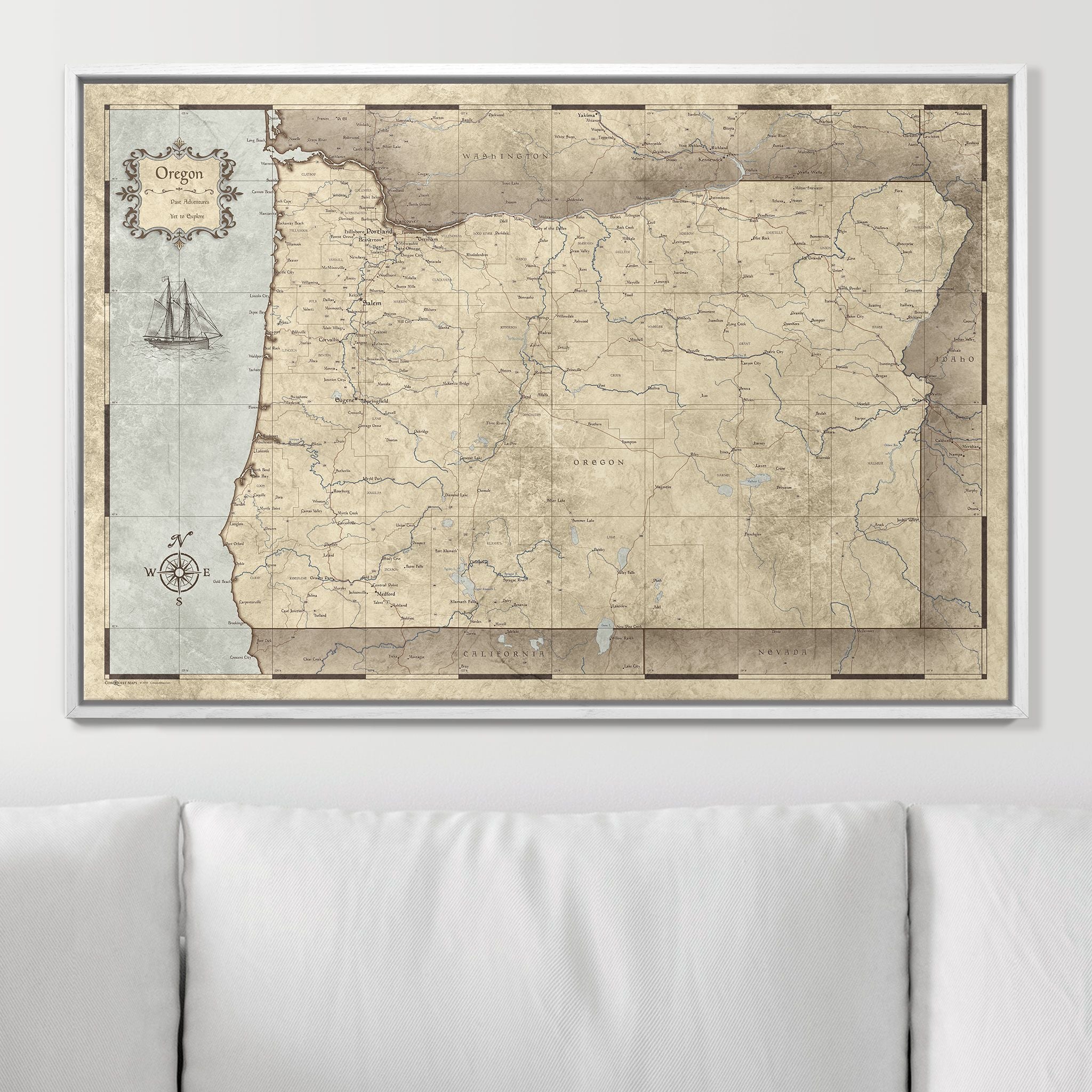 Push Pin Oregon Map (Pin Board) - Rustic Vintage CM Pin Board