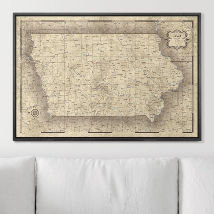 Push Pin Iowa Map (Pin Board) - Rustic Vintage