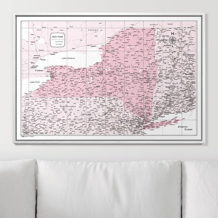 Push Pin New York Map (Pin Board) - Pink Color Splash
