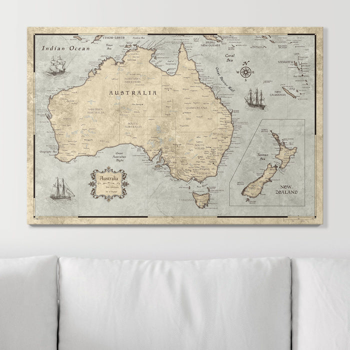 Push Pin Australia Map (Pin Board) - Rustic Vintage CM Pin Board
