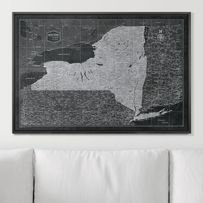 Push Pin New York Map (Pin Board) - Modern Slate