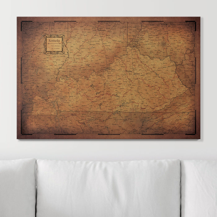 Push Pin Kentucky Map (Pin Board) - Golden Aged