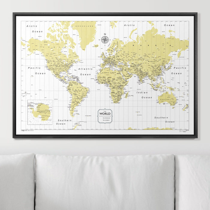 Push Pin World Map (Pin Board) - Yellow Color Splash CM Pin Board