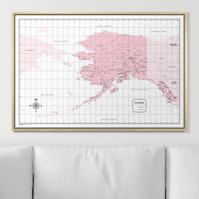 Push Pin Alaska Map (Pin Board) - Pink Color Splash CM Pin Board