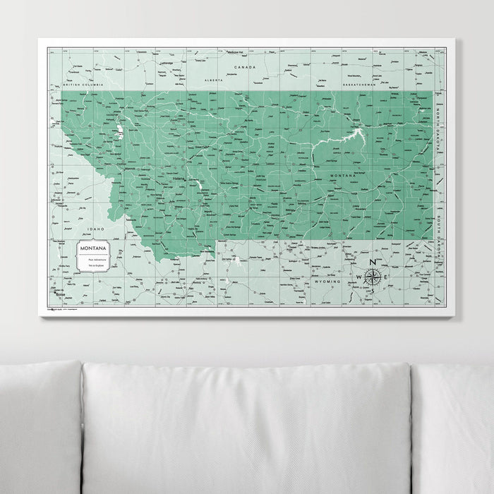 Push Pin Montana Map (Pin Board) - Green Color Splash CM Pin Board