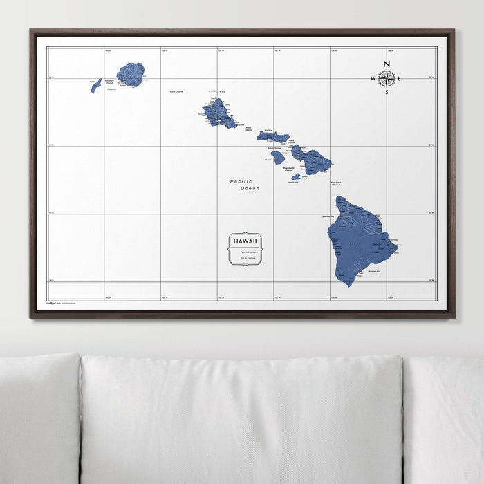 Push Pin Hawaii Map (Pin Board) - Navy Color Splash CM Pin Board