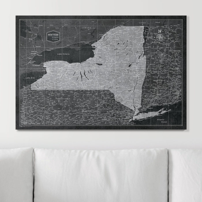 Push Pin New York Map (Pin Board) - Modern Slate