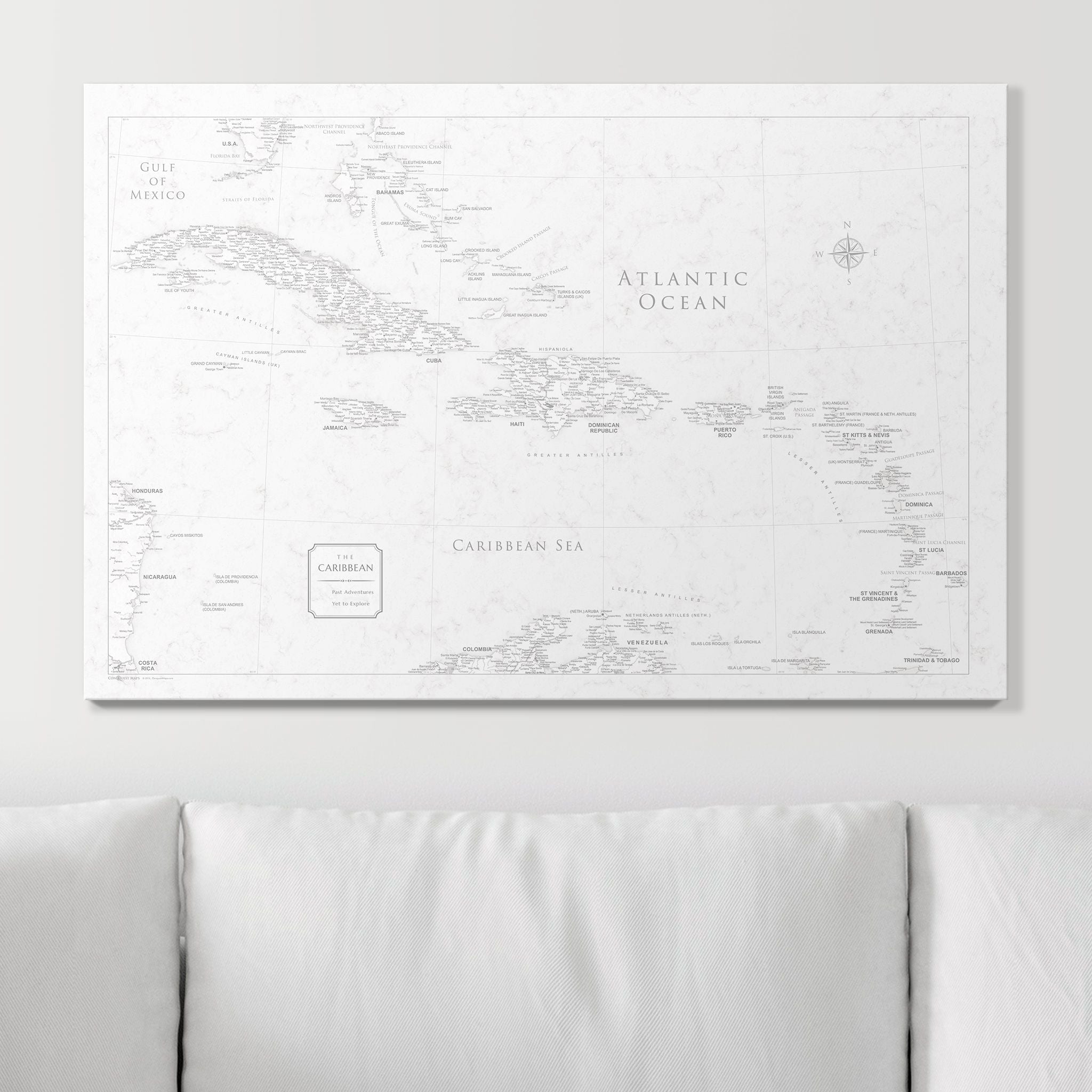 Push Pin Caribbean Map (Pin Board) - Classic Marble CM Pin Board